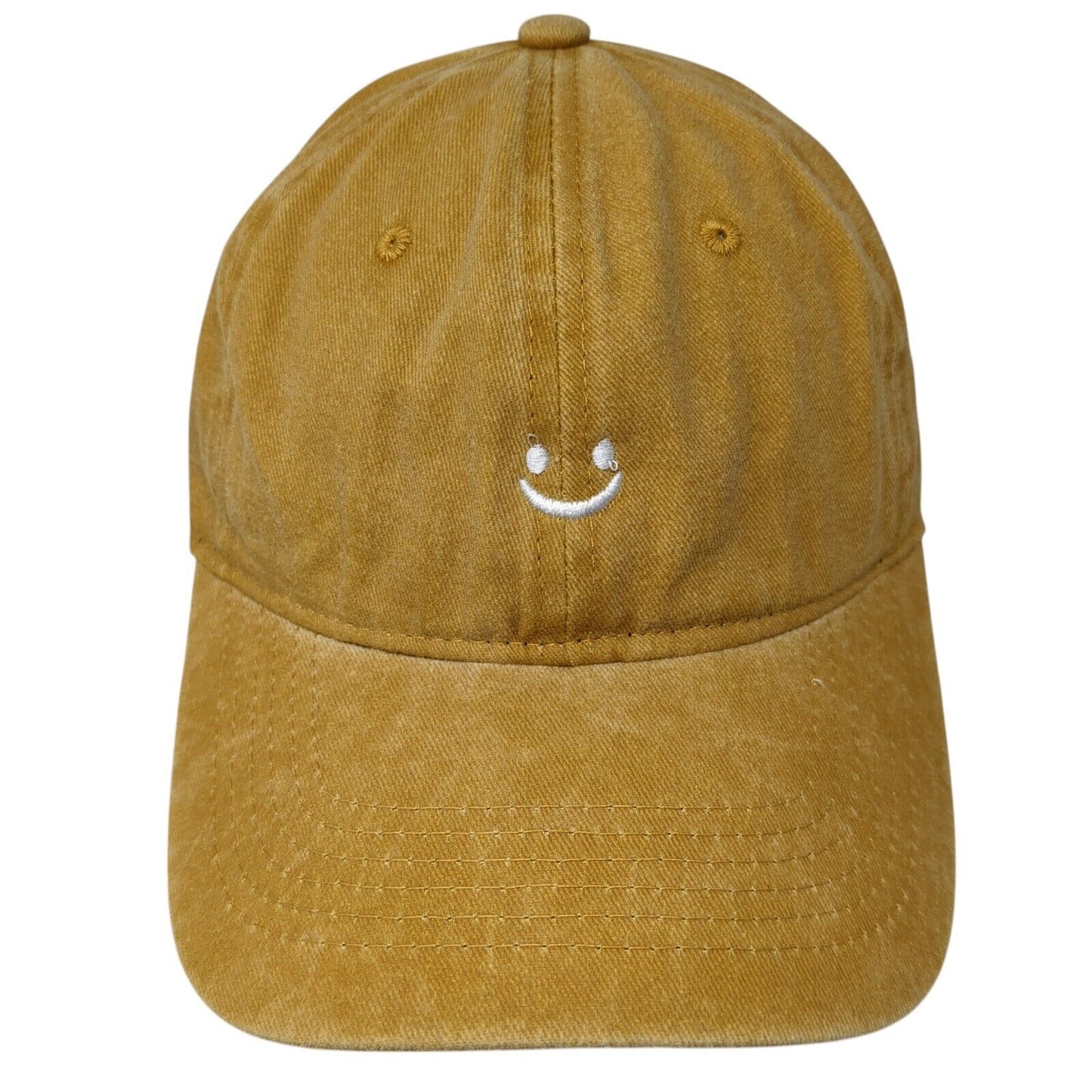 Lil Face Slideback Hat Yellow OS Adjustable Embroidered Vented Holes 6 Panel