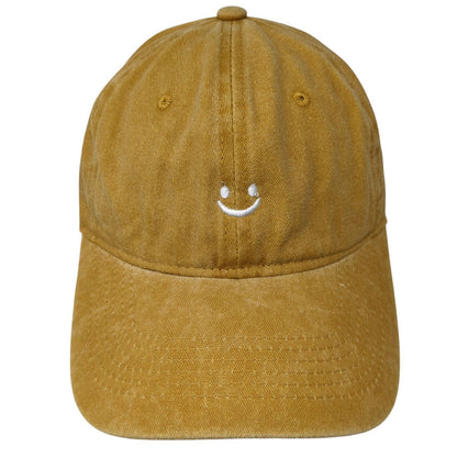 Lil Face Slideback Hat Yellow OS Adjustable Embroidered Vented Holes 6 Panel
