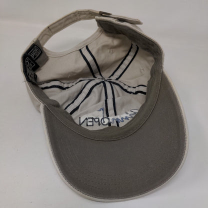 Ginn Open Slideback Hat Tan One Size Classic Cut Embroidered Ahead Vintage