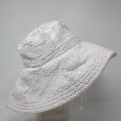 American Eagle Outfitters Bucket Hat White One Size Adjustable Strap Eyelet