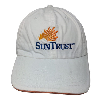 SunTrust Slideback Hat White OSFA Embroidered Adjustable Solid 6 Panel