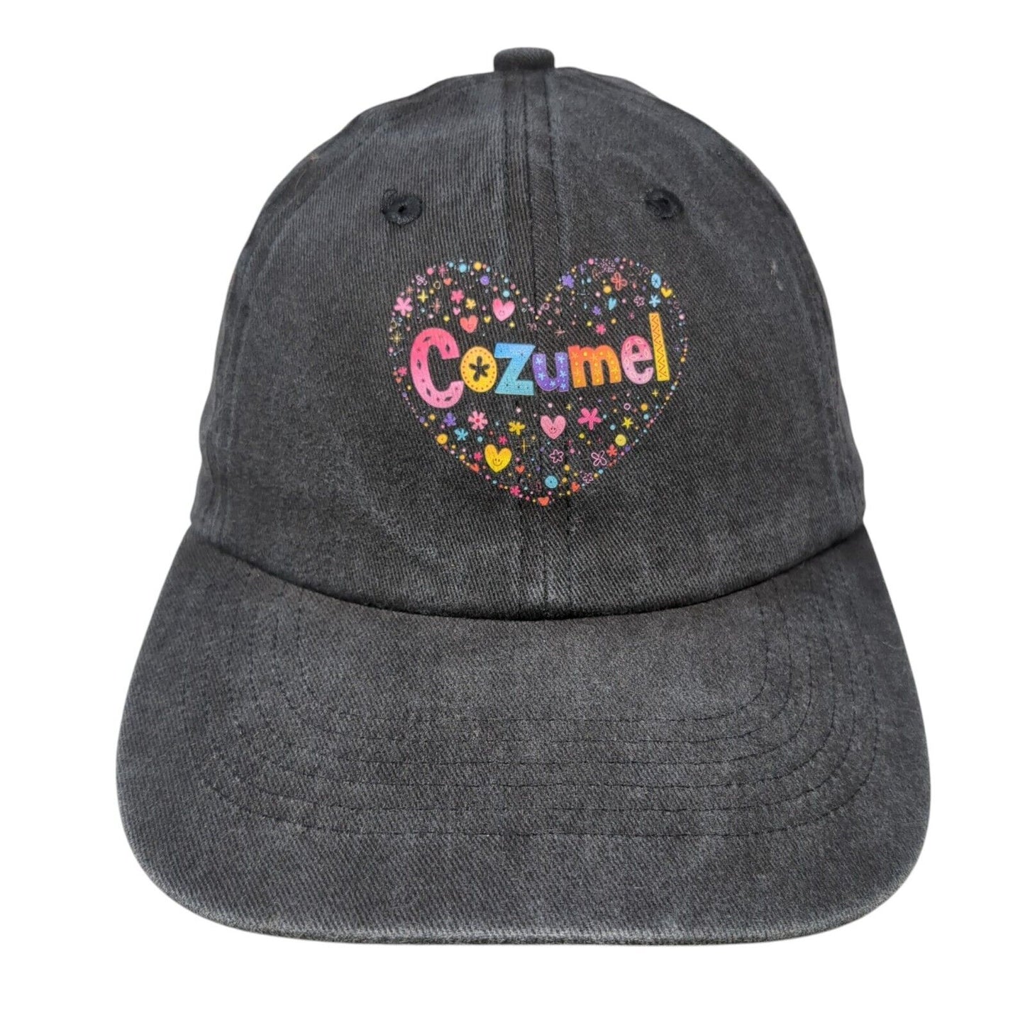 Cozumel Slideback Hat Black One Size Adjustable 6 Panel Vent Holes