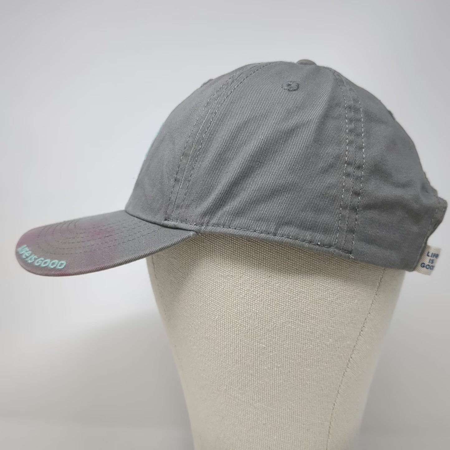 Life Is Good Baseball Cap Gray One Size Flower Floral Cotton Hat Adjustable