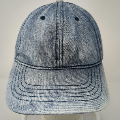 Baseball Cap Blue One Size Acid Wash Denim Strapback Adjustable Curved Brim Hat
