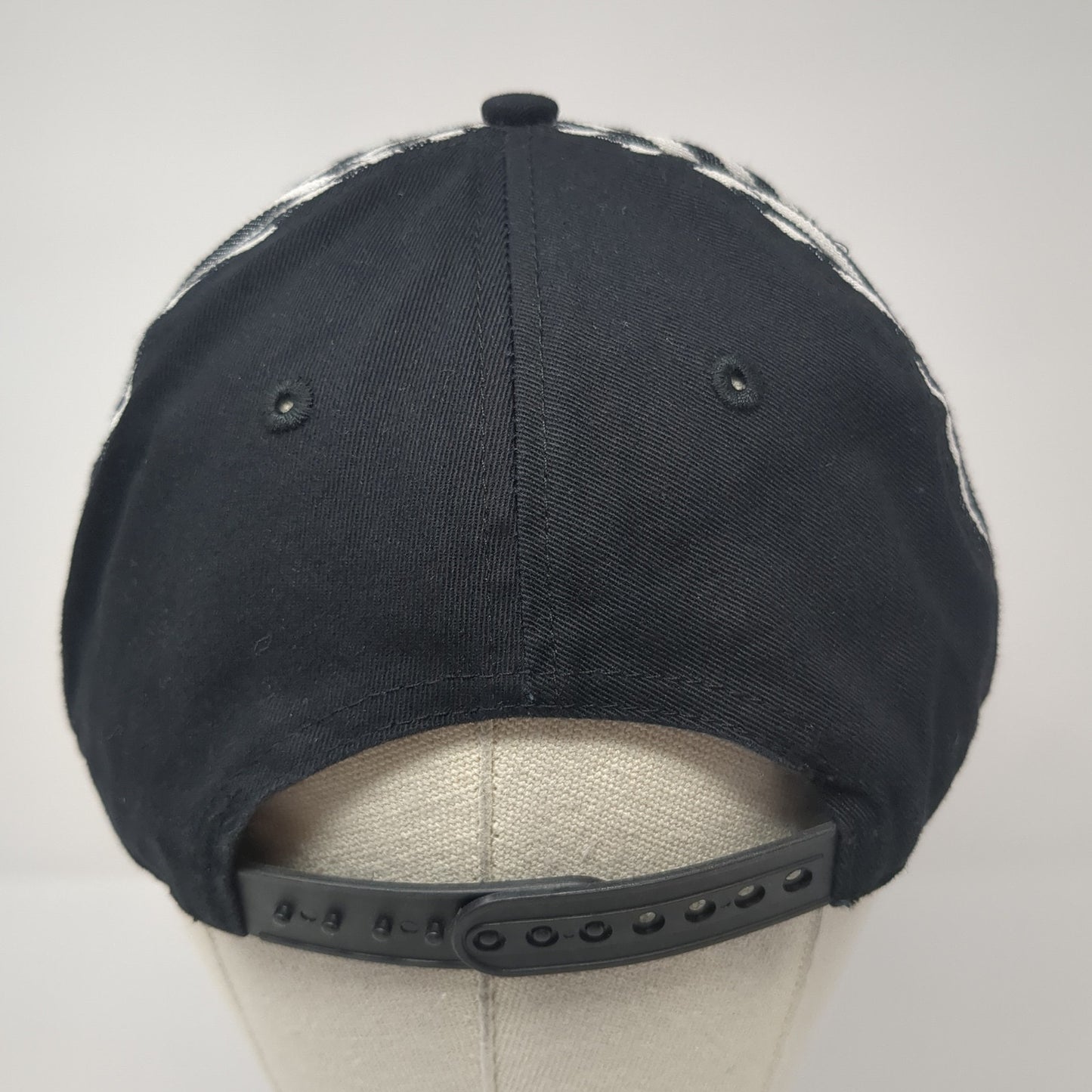 Star Snapback Hat Black One Size Adjustable Embroidered Striped Cotton