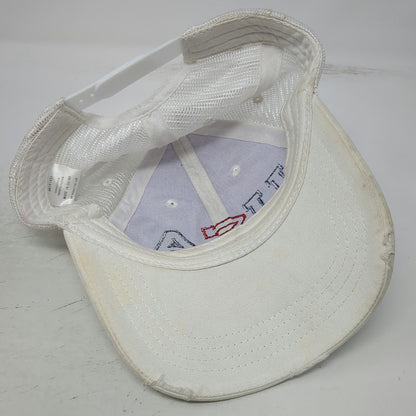 Trucker Hat White One Size Mesh Snapback USA Embroidered Baseball Patriotic