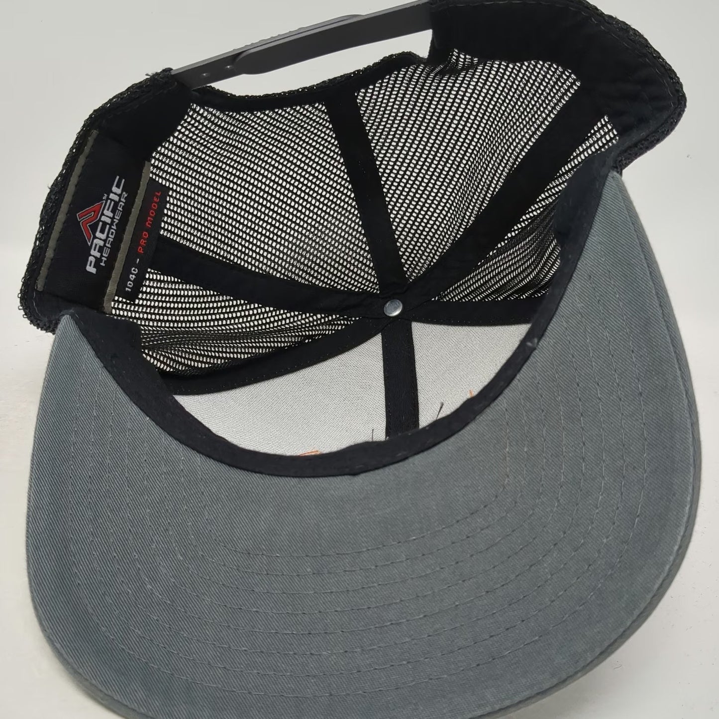 Pacific Headwear Trucker Hat Gray Black Orange One Size Mesh Snapback Cow Dairy