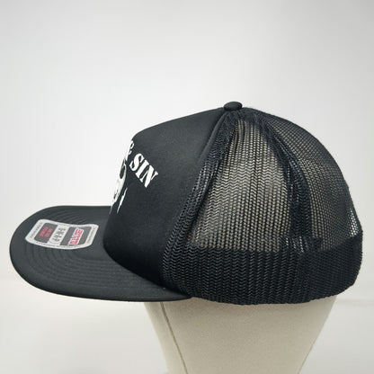 Otto Trucker Hat Black One Size Gas & Sin Skull Helmet Scum Underbrim Snapback
