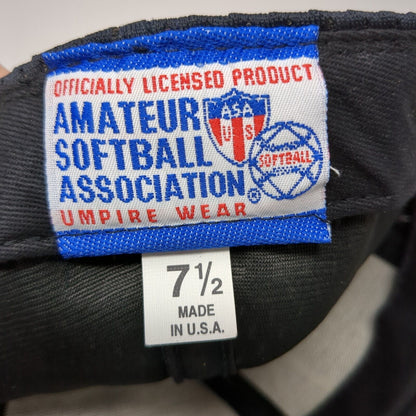 ASA Amateur Softball Association Fitted Hat Blue 7 1/2 USA Flag Mesh