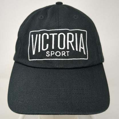 Victoria Sport Baseball Cap Black One Size Embroidered Logo Cotton Hat Slideback