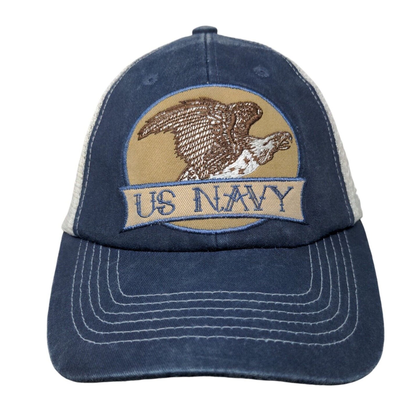 US Navy Eagle Snapback Mesh Back Trucker Hat Blue OSFM Embroidered
