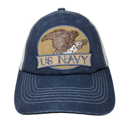 US Navy Eagle Snapback Mesh Back Trucker Hat Blue OSFM Embroidered