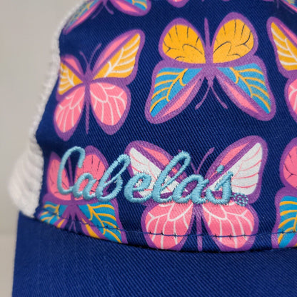 Cabela's Girls Snapback Mesh Back Hat Blue White Adjustable Butterfly Logo