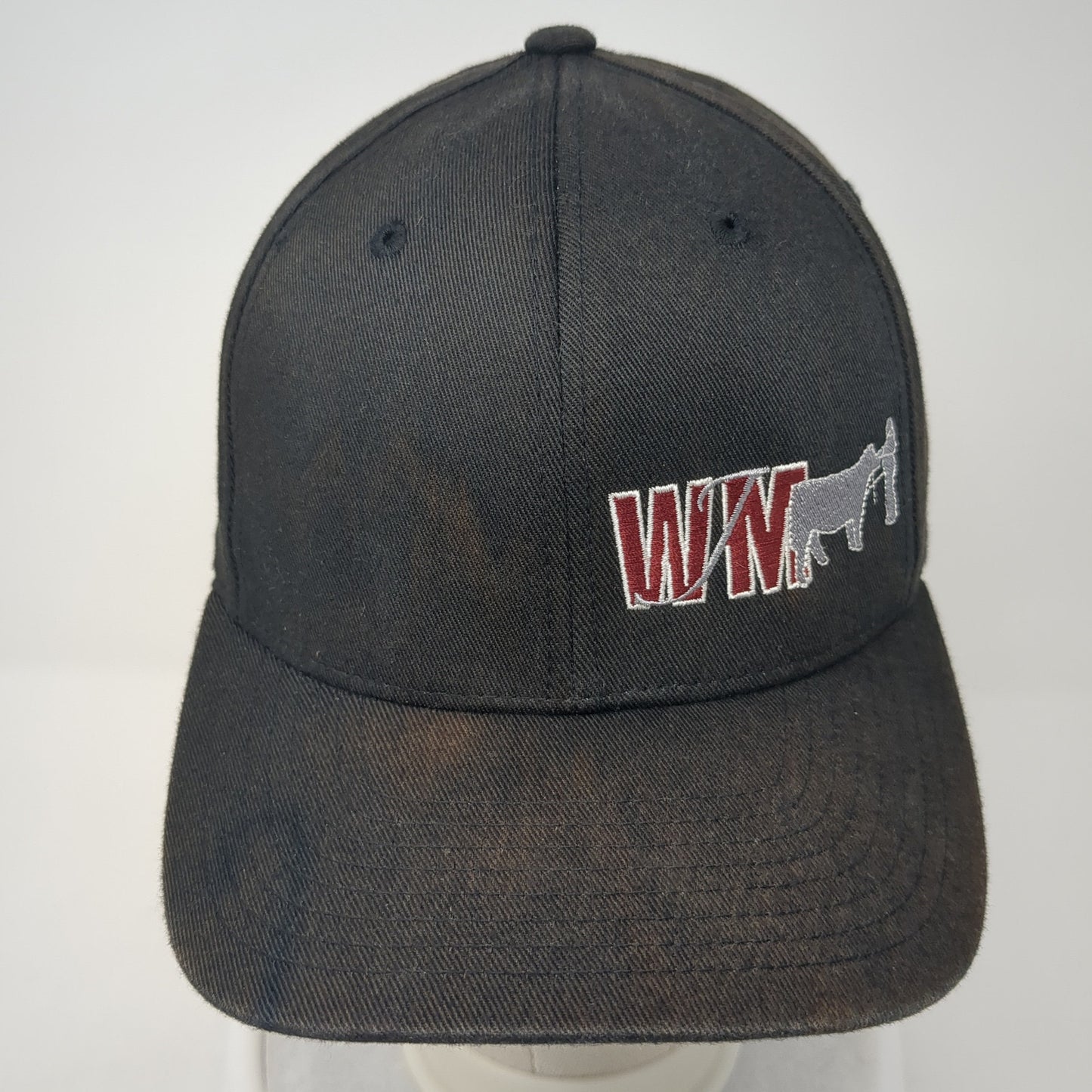 WM Logo Fitted Hat Black Medium Stretch Flexfit Solid Port Authority