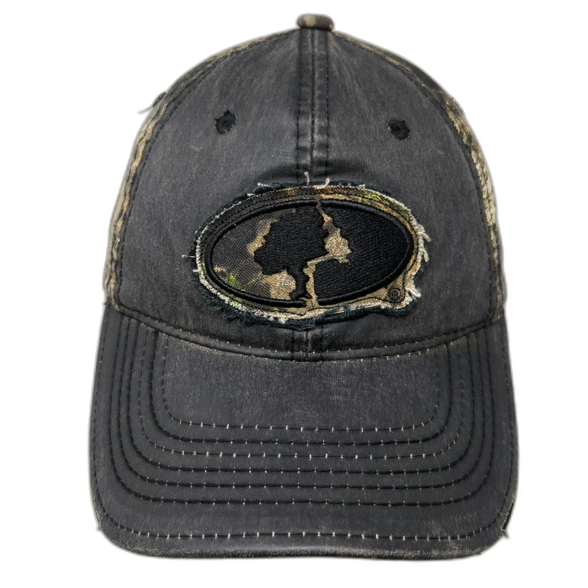 Outdoor Cap Mossy Oak Baseball Cap Black Green OSFM Frayed Camo Strapback Hat