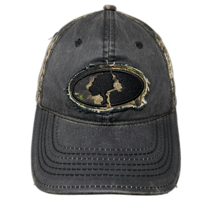 Outdoor Cap Mossy Oak Baseball Cap Black Green OSFM Frayed Camo Strapback Hat