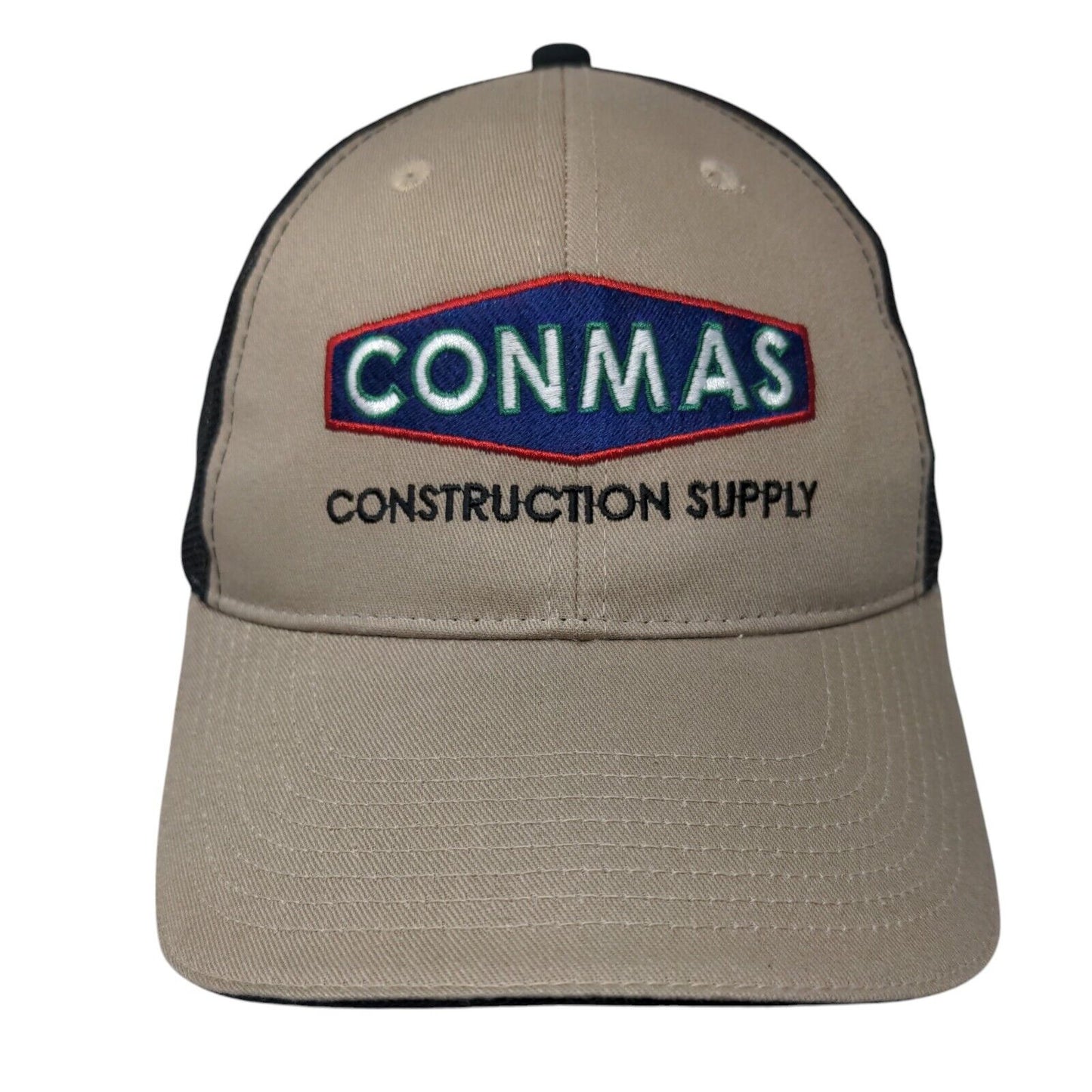 Conmas Construction Supply Strapback Trucker Hat Tan OSFA Mesh Back