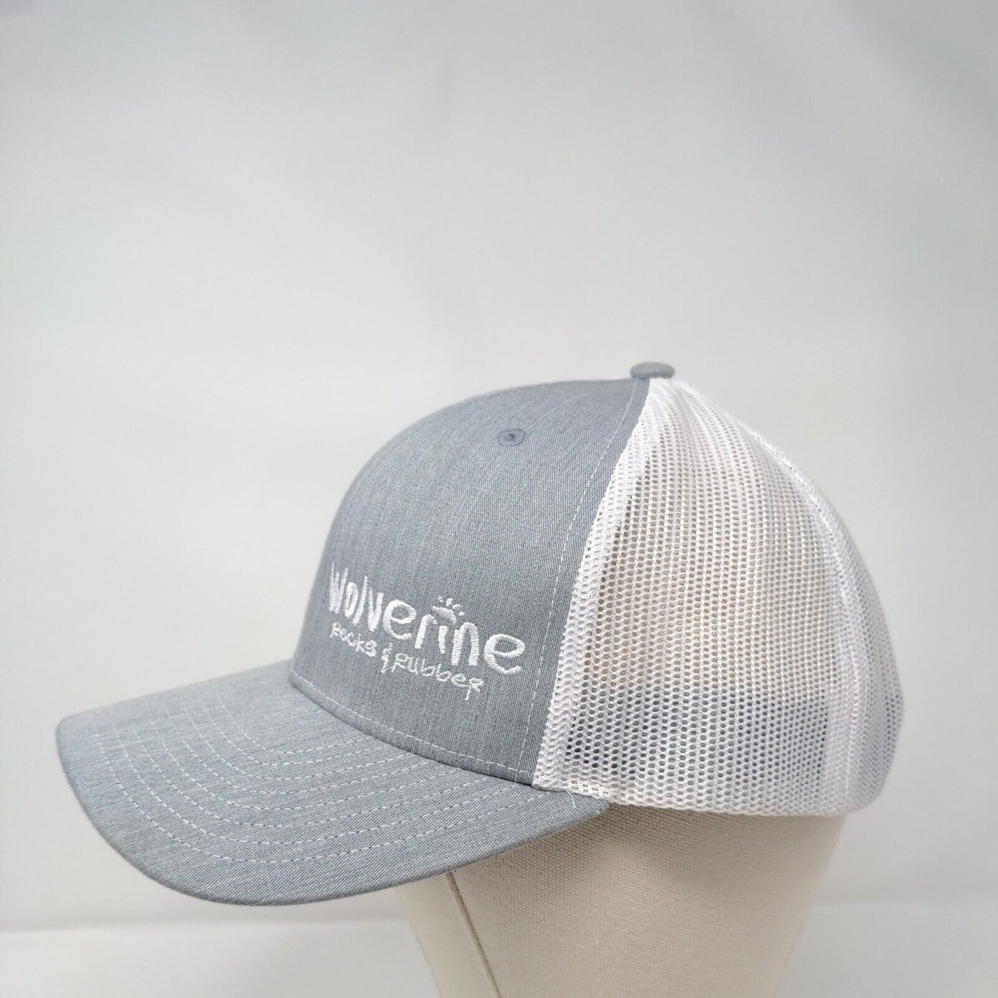 Wolverine Rocks & Rubber Snapback Trucker Hat Gray OS Mesh Back Richardson