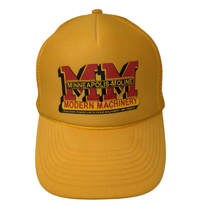 Minneapolis-Moline Snapback Rope Trucker Hat Yellow One Size Mesh Back