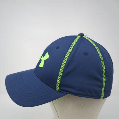 Under Armour Logo Fitted Hat Blue XL Embroidered Solid Outdoor 6 Panel