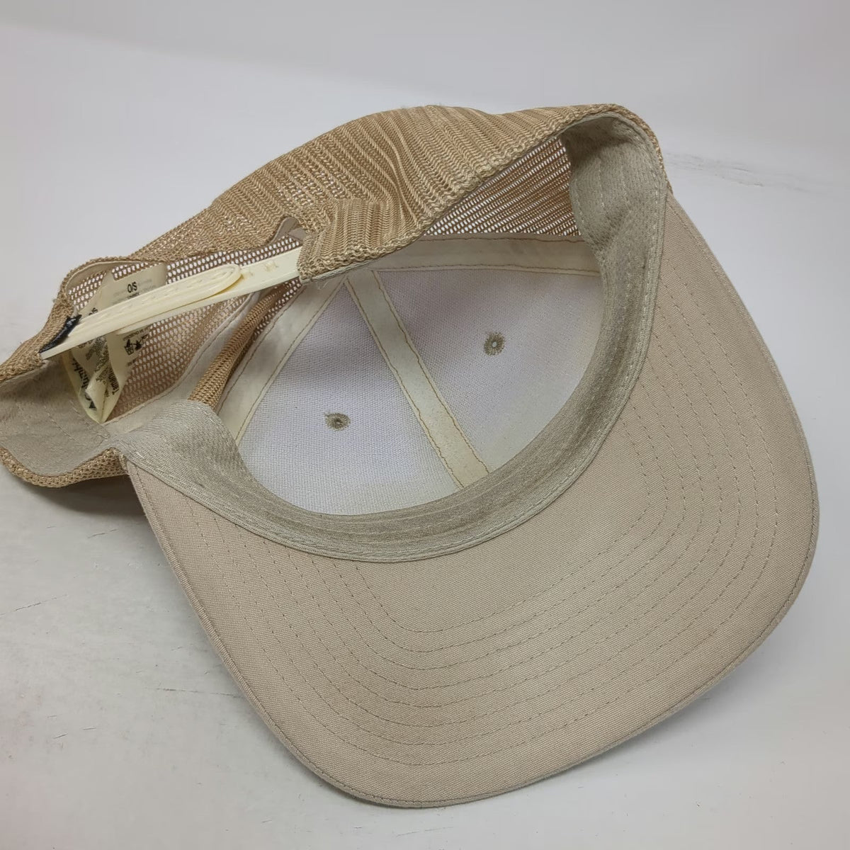 Columbia Trucker Hat Beige One Size Mesh Snapback Patch Logo Polyester Trail