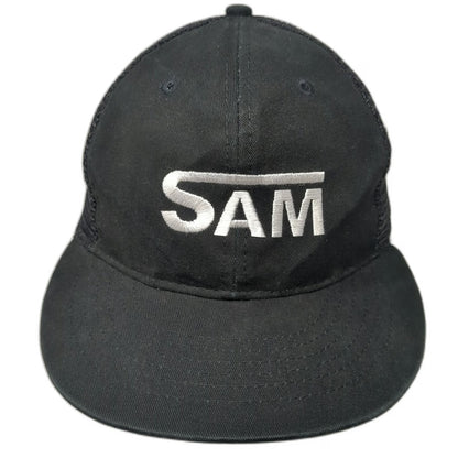 Apollo Trucker Hat Black One Size SAM Logo Snapback Mesh Back Structured Cap
