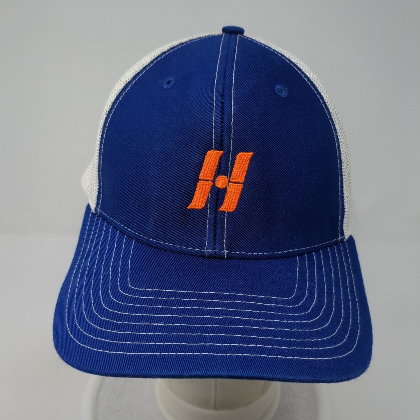 Richardson Snapback Trucker Hat Blue One Size Embroidered Logo Mesh Back