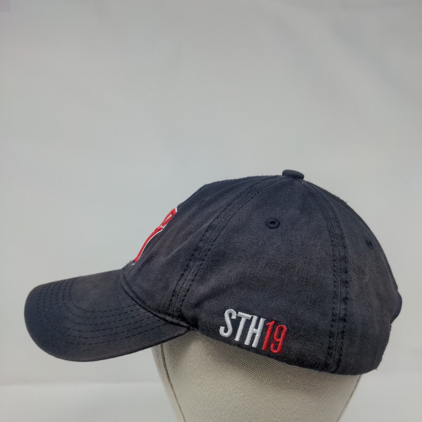 STH19 Strapback Hat Blue One Size Adjustable Embroidered Melonwear Cotton