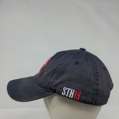 STH19 Strapback Hat Blue One Size Adjustable Embroidered Melonwear Cotton