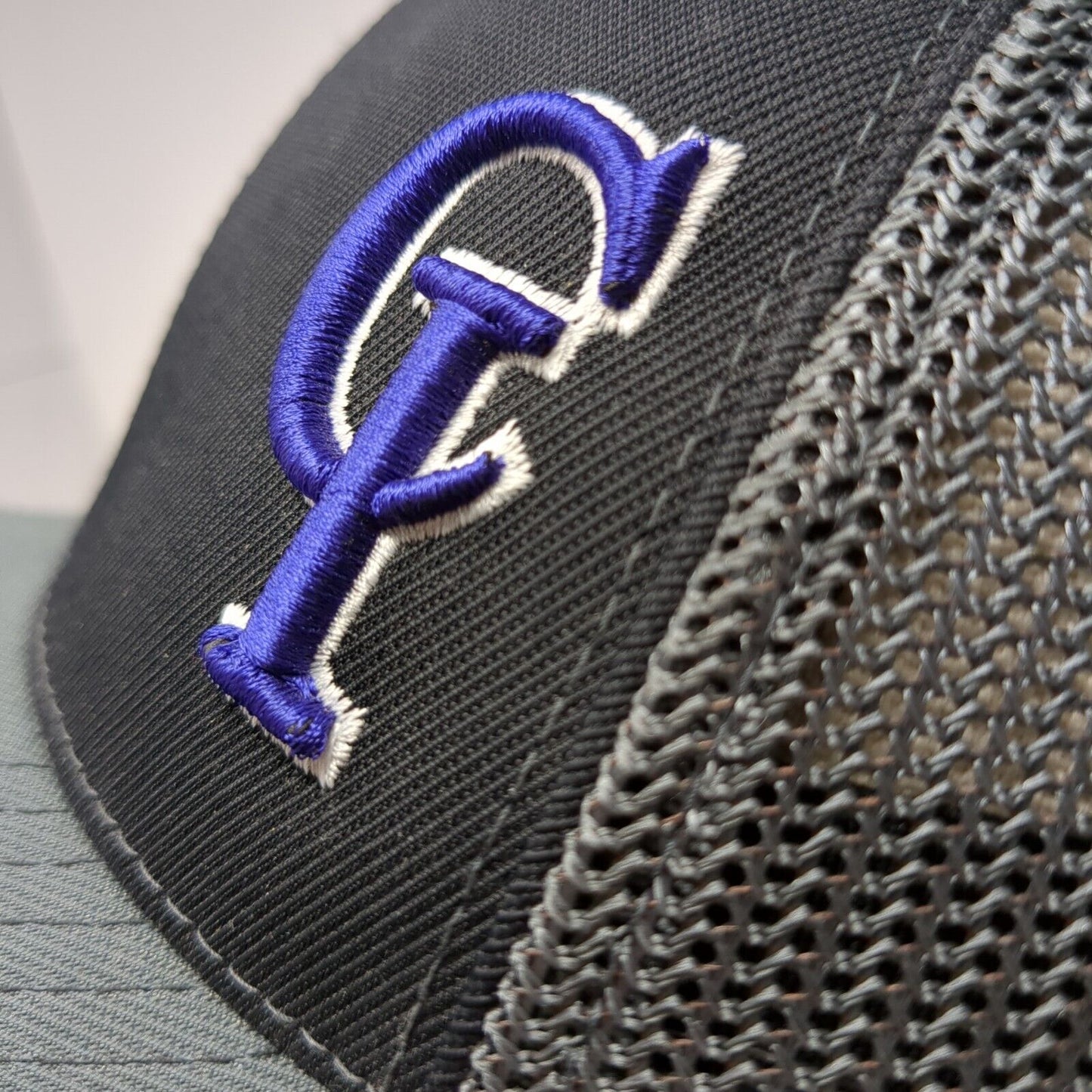 CI Softball Fitted Mesh Back Trucker Hat Gray 6 7/8-7 3/8 Embroidered