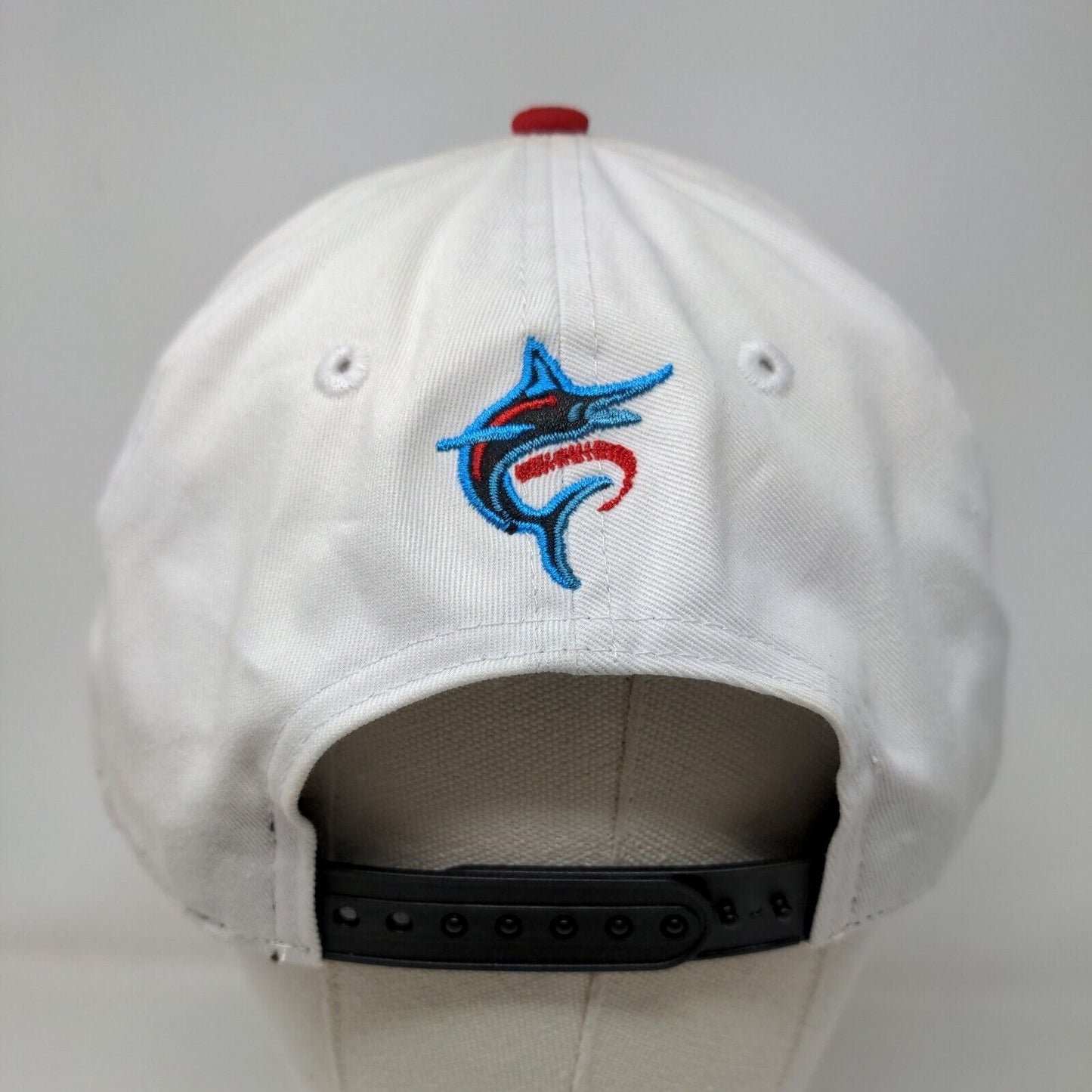 New Era Men's Flat Bill Snapback Hat White OSFM Florida Marlins MLB Cotton