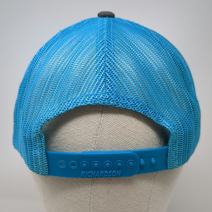 Richardson Trucker Hat Gray Blue Heliodon Lighting One Size Mesh Snapback Logo