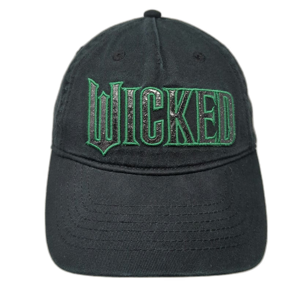 Universal Wicked 5 Panel Black One Size Glitter Logo Slideback Hat Broadway
