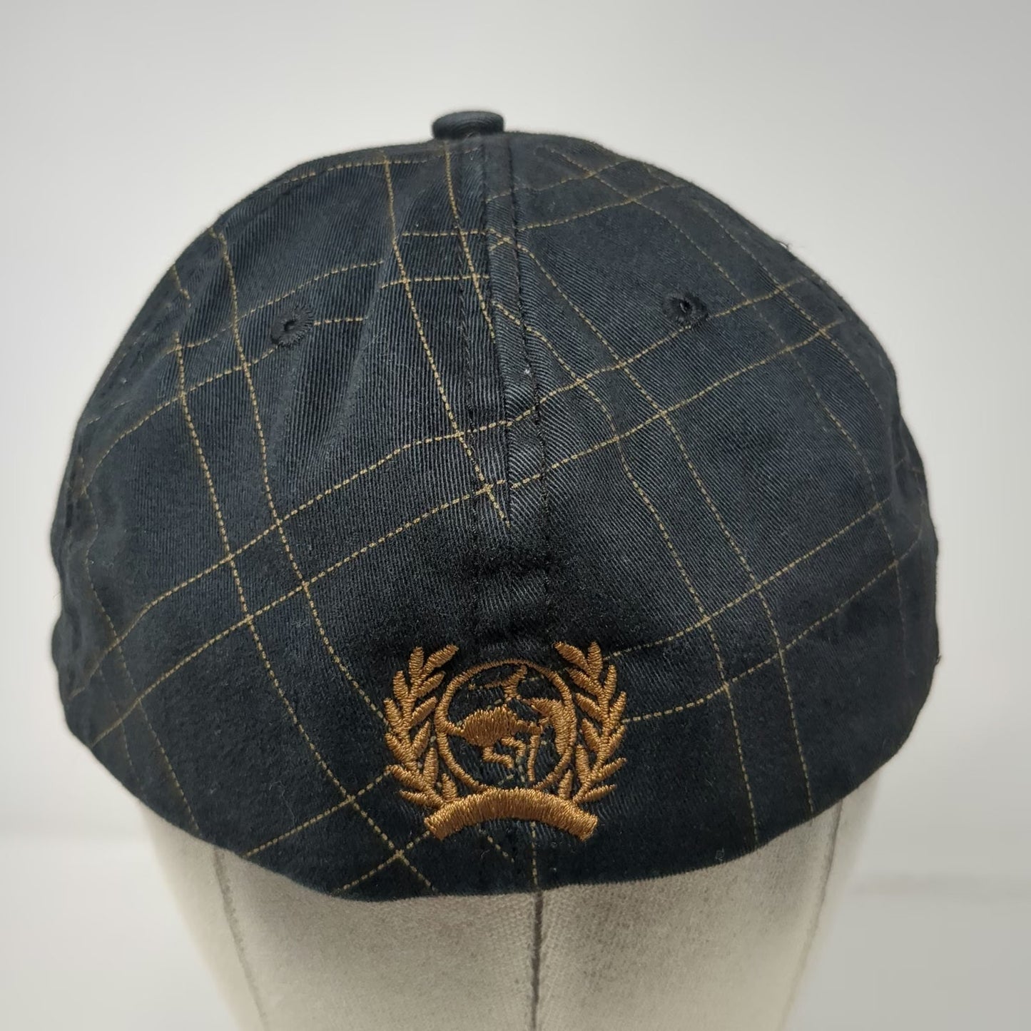 Cinch Baseball Cap Black One Size Grid Pattern Embroidered Logo Stretch Fit Hat