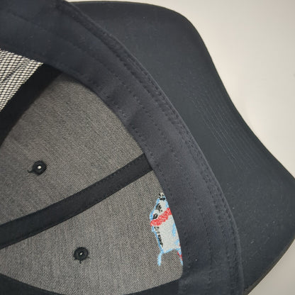 Surfing Blue Pig Snapback Mesh Back Trucker Hat Black One Size Adjustable