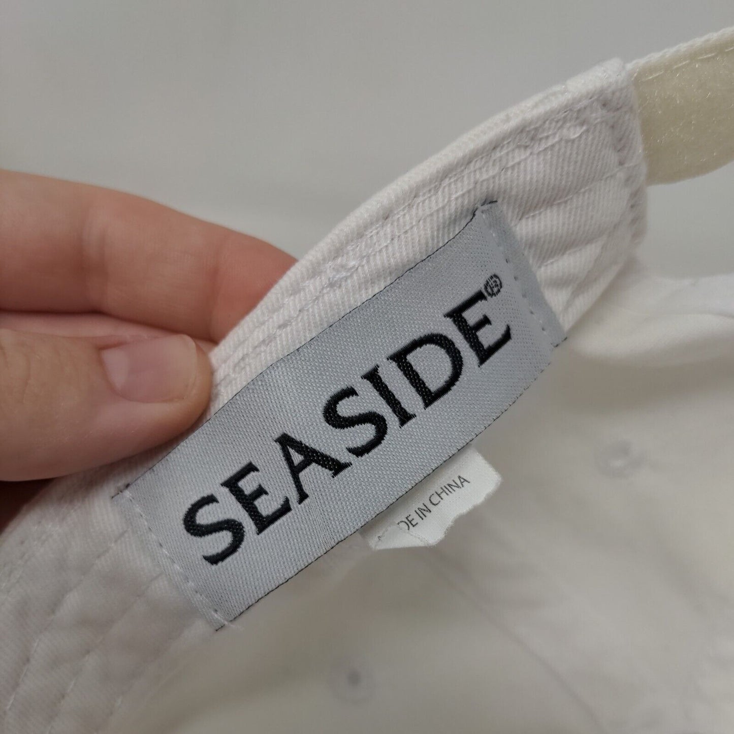Seaside Strapback Hat White OSFM Adjustable Embroidered Vent Holes