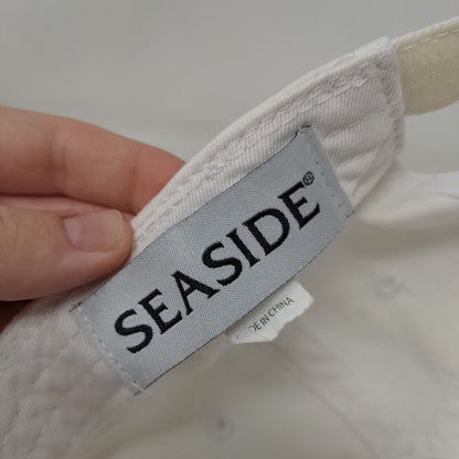 Seaside Strapback Hat White OSFM Adjustable Embroidered Vent Holes