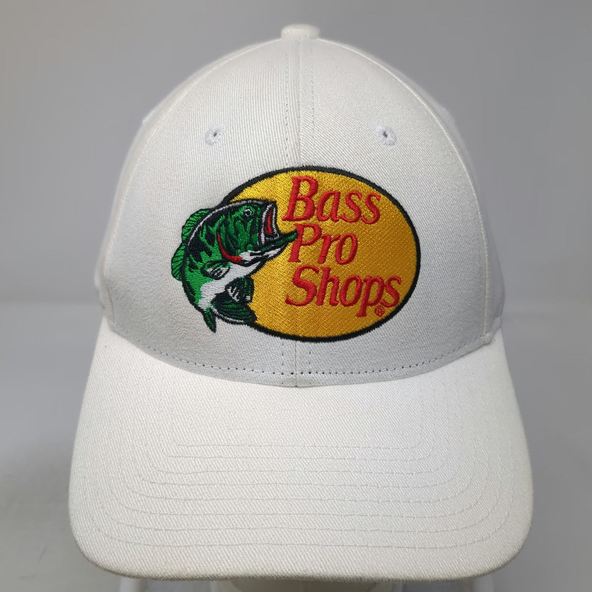 Bass Pro Shops Snapback Hat White One Size Fishing Bass Logo Adjustable Outdoor