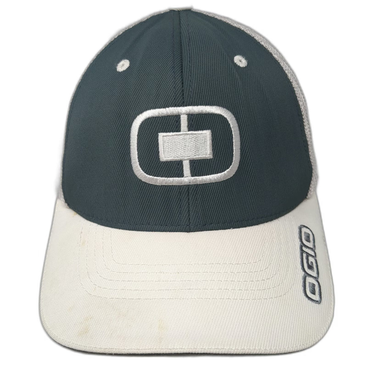 OGIO Baseball Cap White XL Mesh Back Flexfit Curved Brim Embroidered Logo Hat