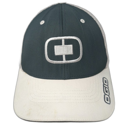 OGIO Baseball Cap White XL Mesh Back Flexfit Curved Brim Embroidered Logo Hat
