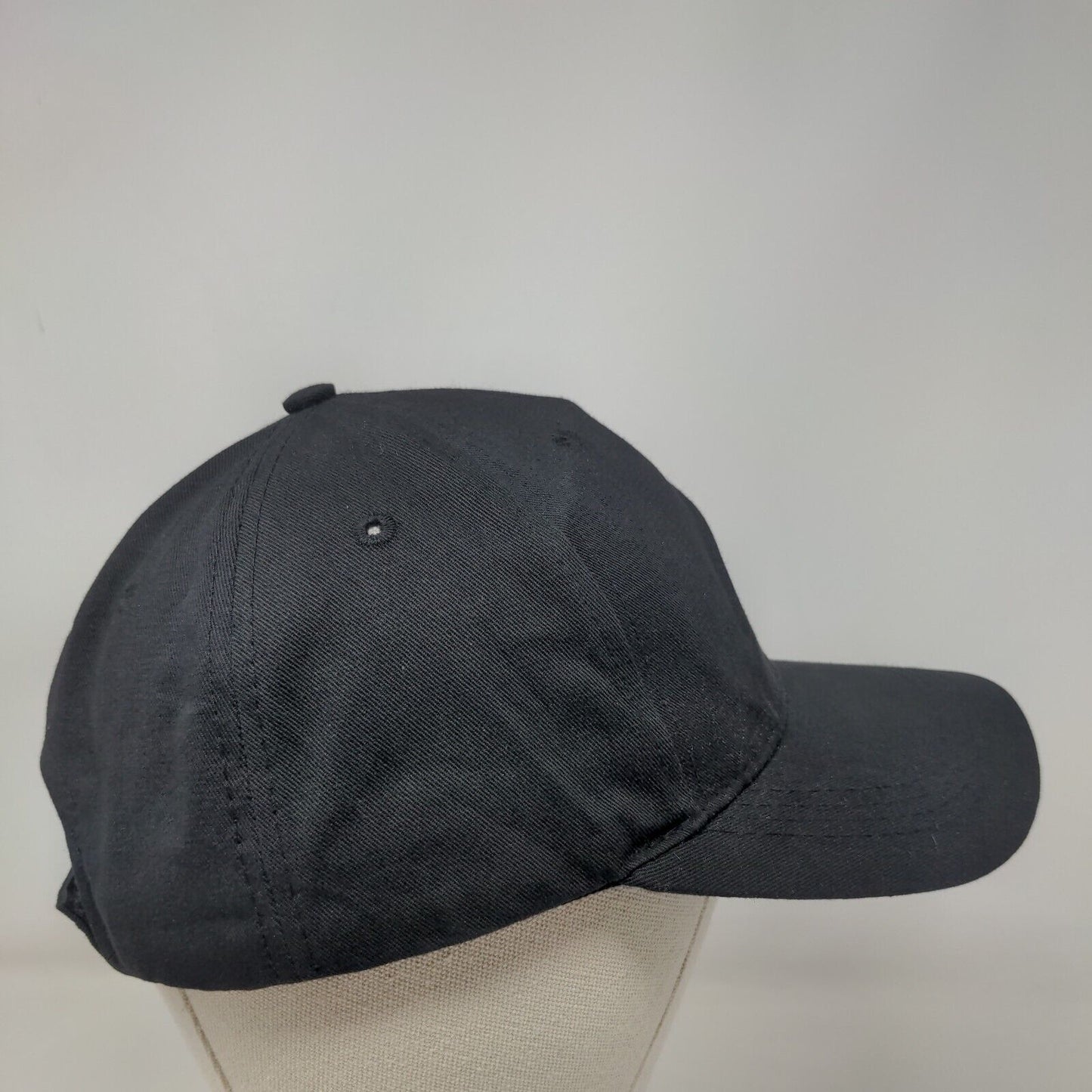 GE Strapback Hat Black One Size Embroidered Logo Adjustable 6 Panel