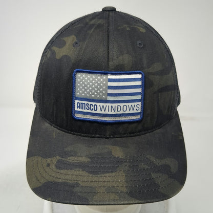 Sport-Tek Trucker Hat Black Gray One Size Camo Mesh Amsco Windows Patch Snapback