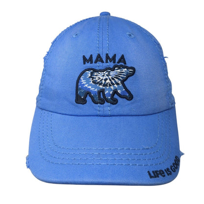 Mama Bear Slideback Hat Blue One Size Embroidered Life Is Good 6 Panel