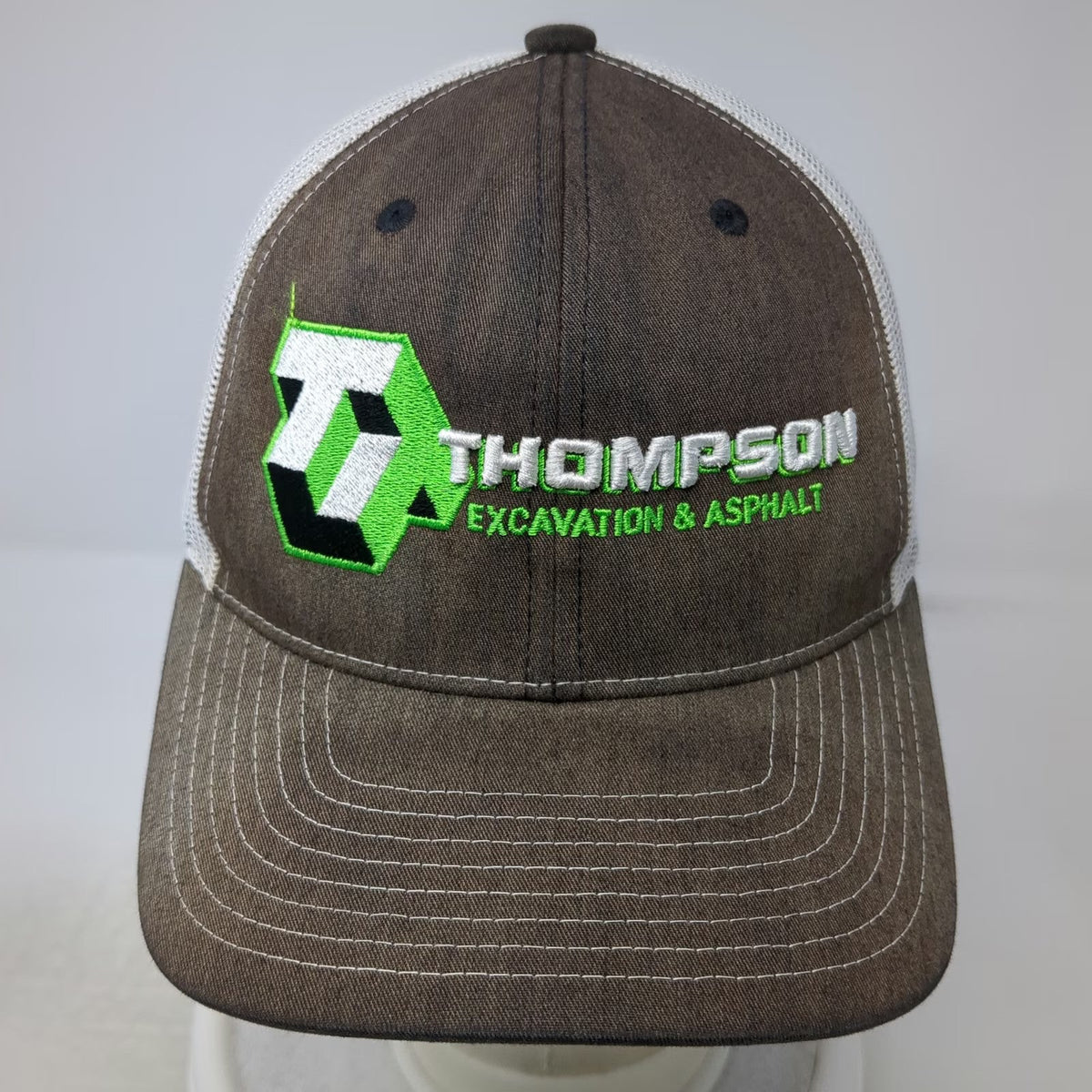 Richardson Trucker Hat Black One Size Snapback Mesh Back Excavation Asphalt Logo