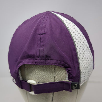 Asics Baseball Cap Purple One Size Mesh Panels Reflective Trim White Logo Hat