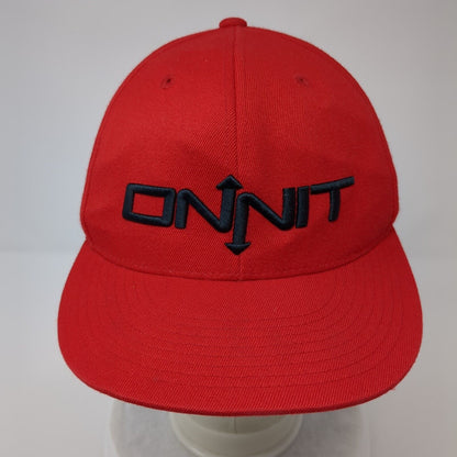 Onnit Fitted Hat Red 7 1/4-7 5/8 Embroidered Solid 6 Panel Vent Holes