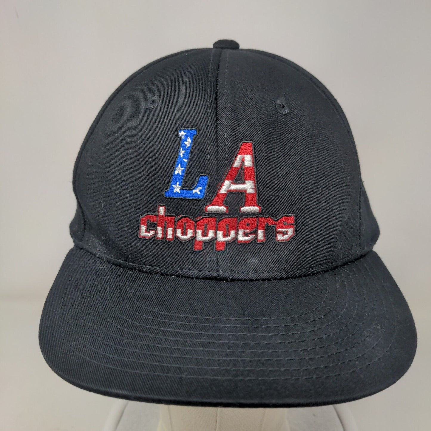 LA Choppers Snapback Hat Black OSFM Adjustable Embroidered Patriotic Cotton