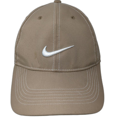 Nike Baseball Cap Brown One Size Contrast Stitch White Swoosh Golf Strapback Hat