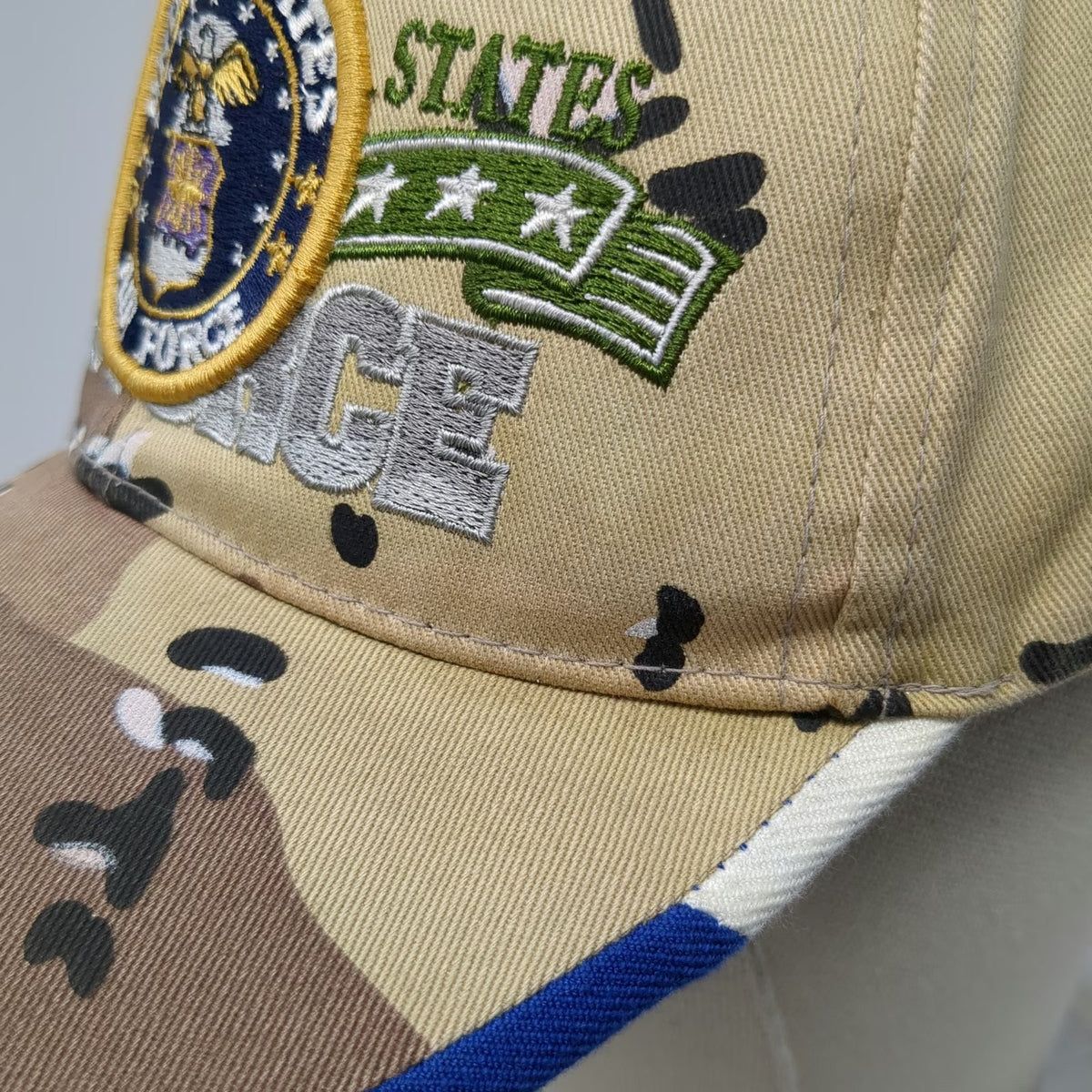August Sportswear US Air Force Baseball Cap Beige One Size Desert Camo Logo Hat