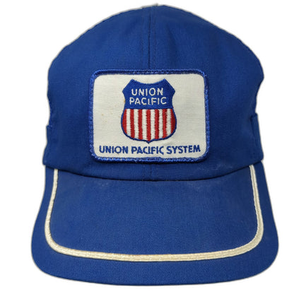 Snapback Hat Blue One Size Union Pacific System Trucker Mesh Patch Made in USA